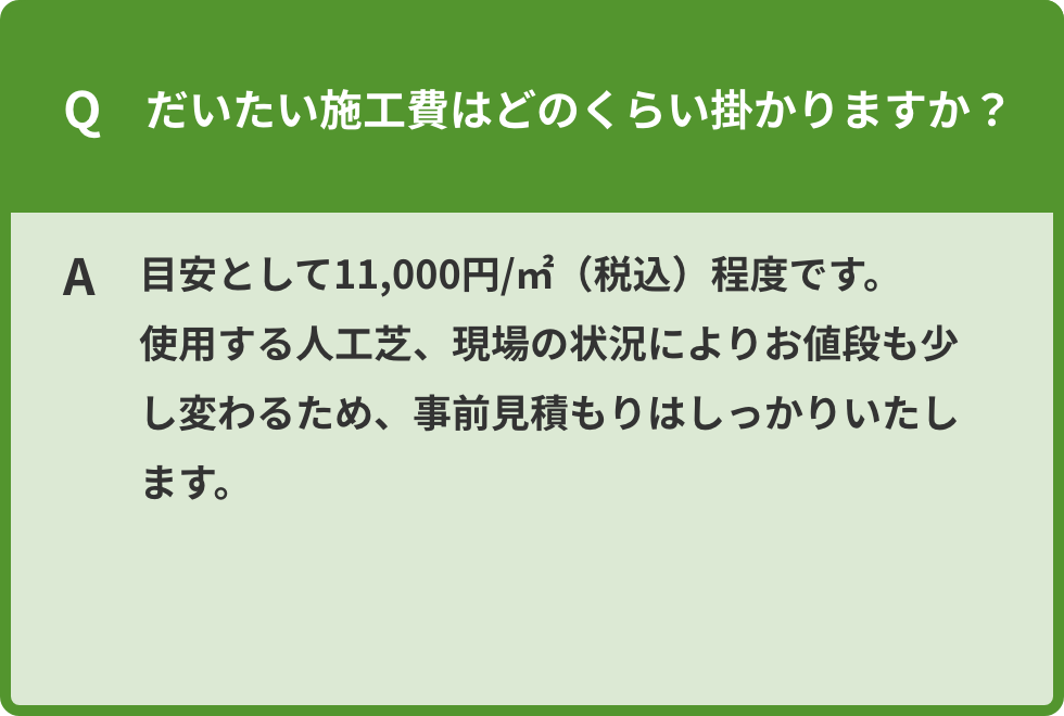 だいたい施工費はどのくらい掛かりますか？